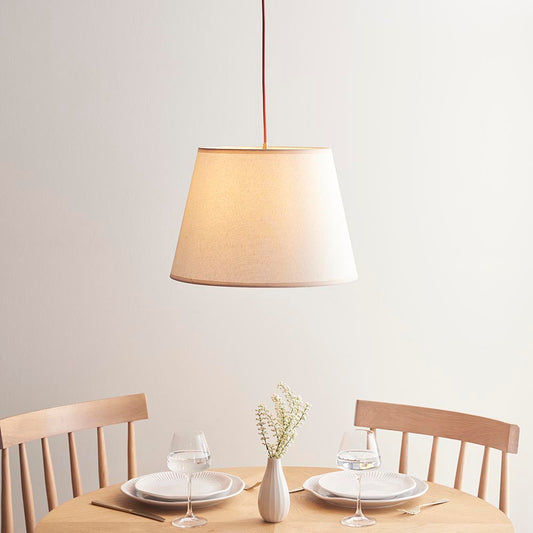 Eltham And Ivy 40cm Vintage White Shade Ceiling Light With Red Colour Braided Cable