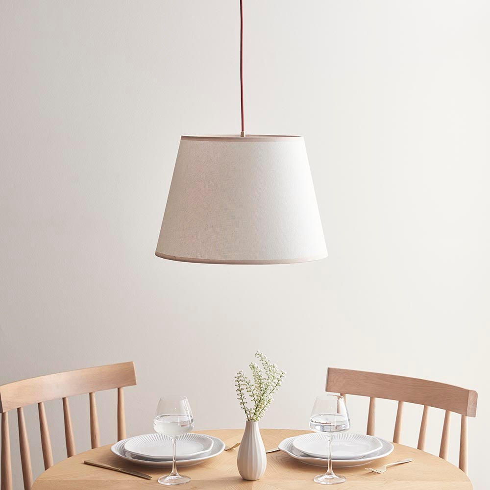 Eltham And Ivy 40cm Vintage White Shade Ceiling Light With Red Colour Braided Cable