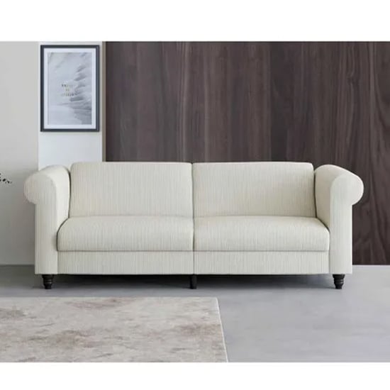 Felix Corduroy Fabric 3 Seater Sofa Bed In Cream