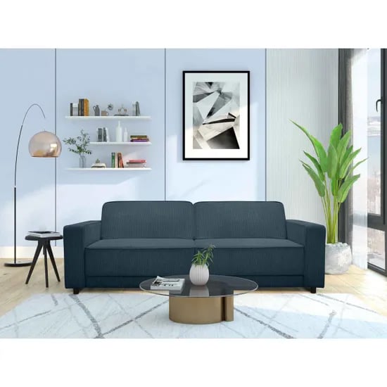 Allie Corduroy Fabric 3 Seater Sofa Bed In Blue