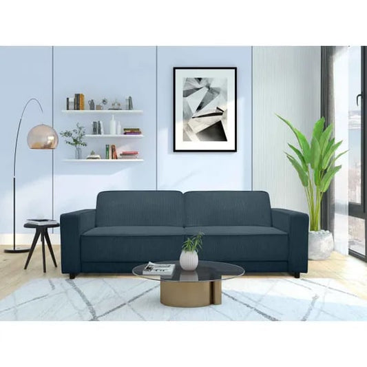 Allie Corduroy Fabric 3 Seater Sofa Bed In Blue