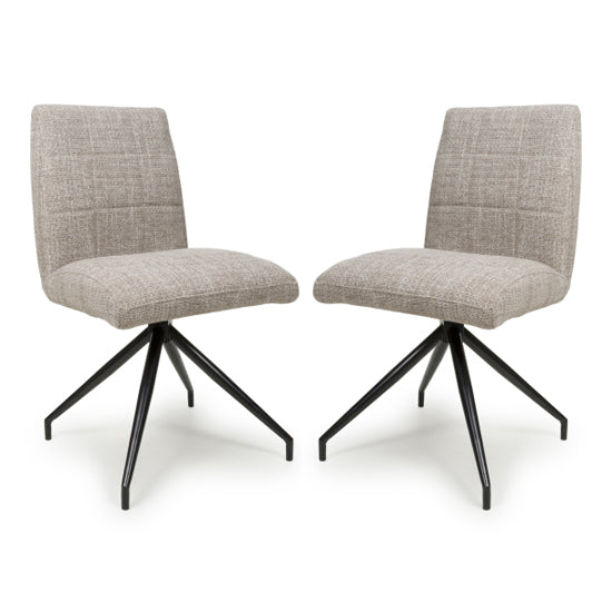 Laurel Oatmeal Tweed Fabric Dining Chairs In Pair