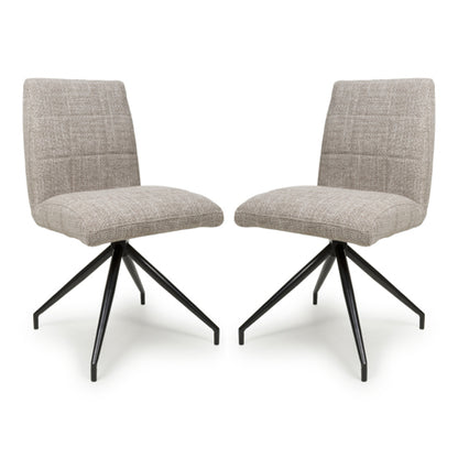 Laurel Oatmeal Tweed Fabric Dining Chairs In Pair