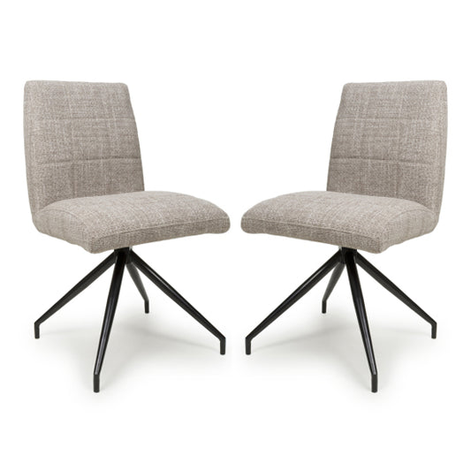 Laurel Oatmeal Tweed Fabric Dining Chairs In Pair
