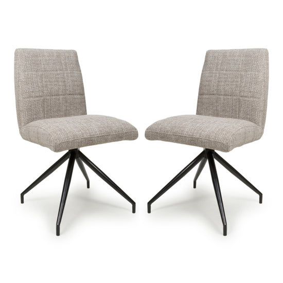 Laurel Oatmeal Tweed Fabric Dining Chairs In Pair