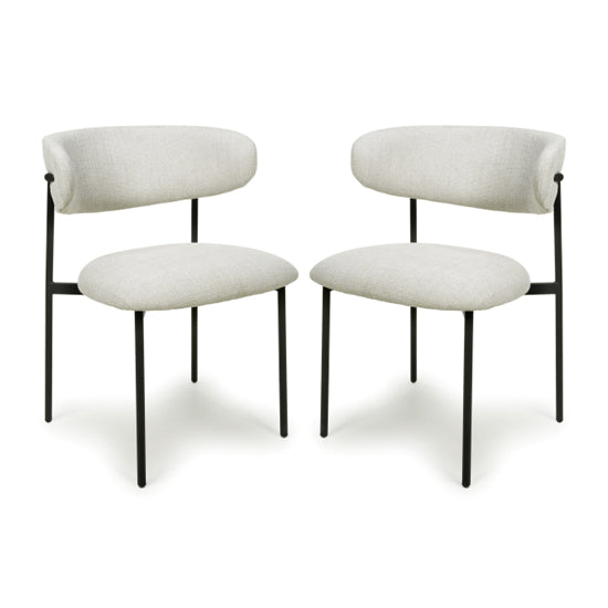 Marisa Natural Linen Effect Fabric Dining Chairs In Pair