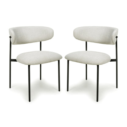 Marisa Natural Linen Effect Fabric Dining Chairs In Pair