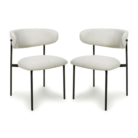 Marisa Natural Linen Effect Fabric Dining Chairs In Pair