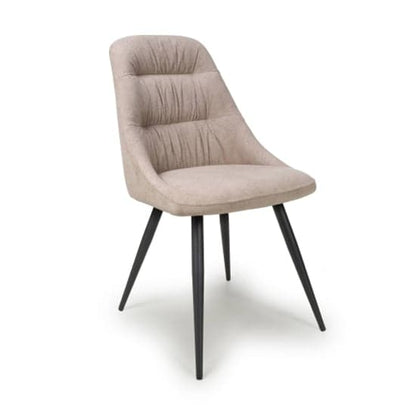 Corinth Natural Linen Effect Fabric Dining Chairs In Pair