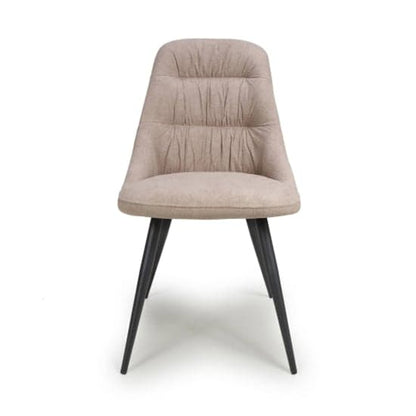 Corinth Natural Linen Effect Fabric Dining Chairs In Pair