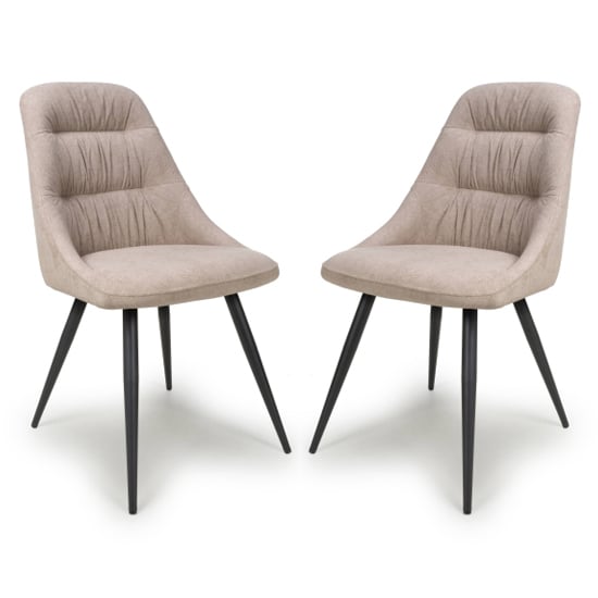 Corinth Natural Linen Effect Fabric Dining Chairs In Pair