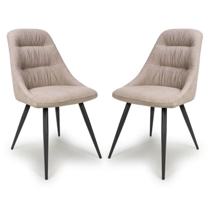Corinth Natural Linen Effect Fabric Dining Chairs In Pair
