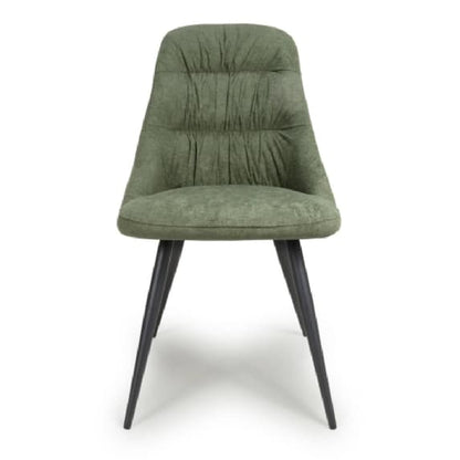 Corinth Green Linen Effect Fabric Dining Chairs In Pair