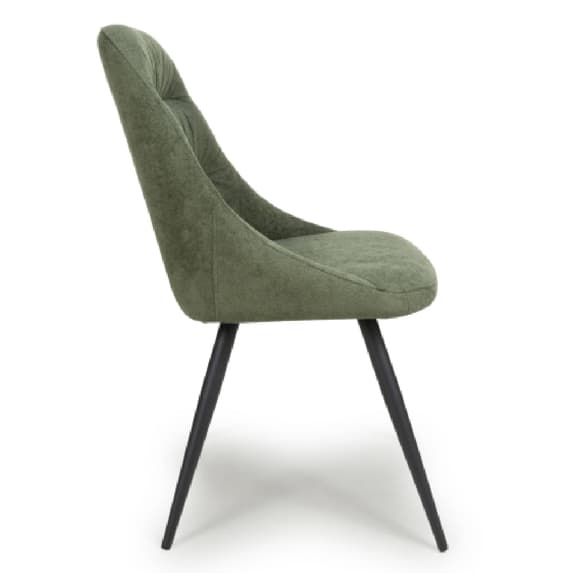 Corinth Green Linen Effect Fabric Dining Chairs In Pair