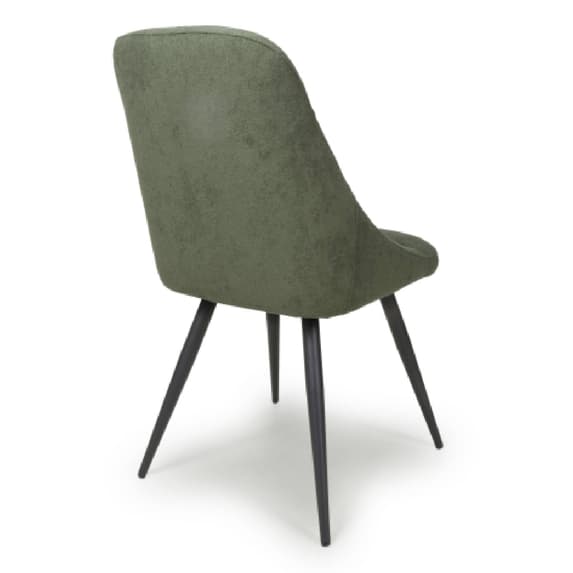 Corinth Green Linen Effect Fabric Dining Chairs In Pair