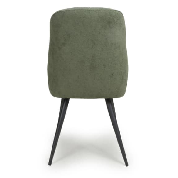 Corinth Green Linen Effect Fabric Dining Chairs In Pair
