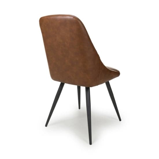 Corinth Tan Leather Effect Dining Chairs In Pair