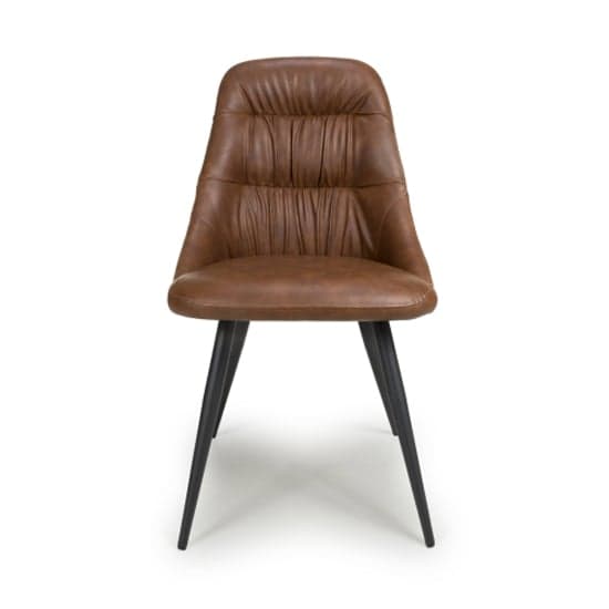 Corinth Tan Leather Effect Dining Chairs In Pair