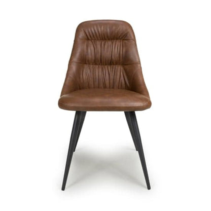 Corinth Tan Leather Effect Dining Chairs In Pair