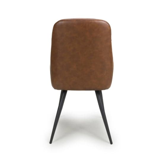 Corinth Tan Leather Effect Dining Chairs In Pair