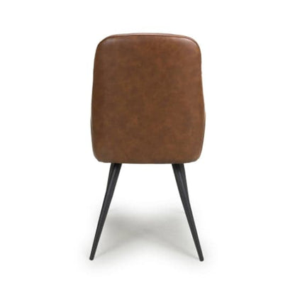 Corinth Tan Leather Effect Dining Chairs In Pair