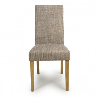 Bailey Oatmeal Tweed Fabric Dining Chairs In Pair