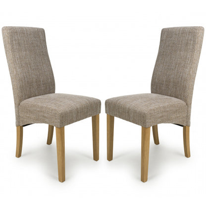 Bailey Oatmeal Tweed Fabric Dining Chairs In Pair