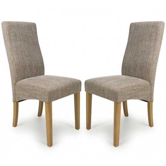 Bailey Oatmeal Tweed Fabric Dining Chairs In Pair