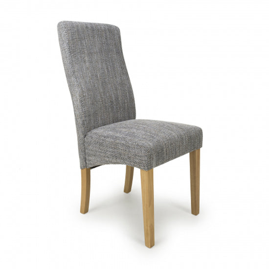 Bailey Grey Tweed Fabric Dining Chairs In Pair