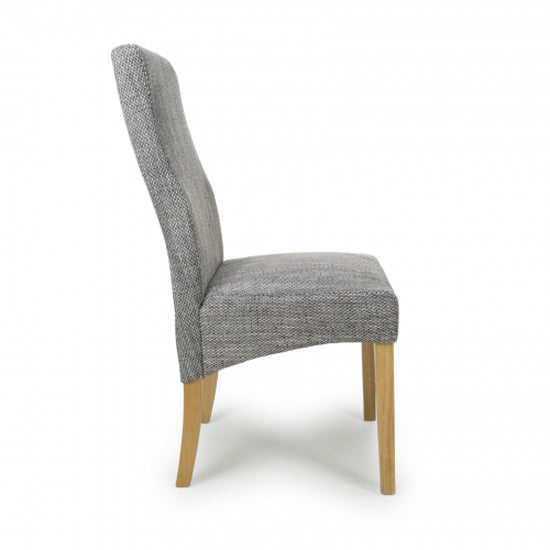 Bailey Grey Tweed Fabric Dining Chairs In Pair