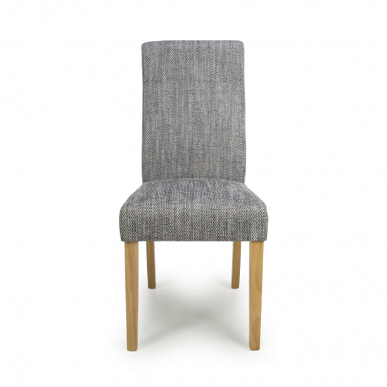 Bailey Grey Tweed Fabric Dining Chairs In Pair