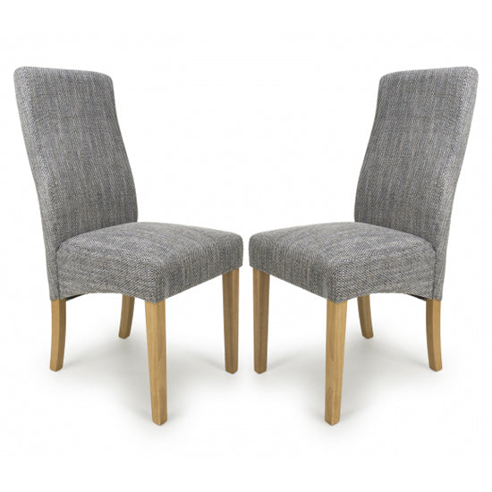 Bailey Grey Tweed Fabric Dining Chairs In Pair