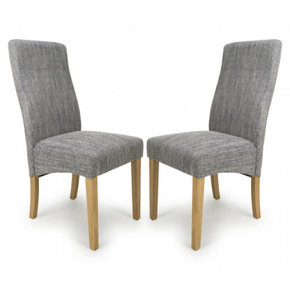 Bailey Grey Tweed Fabric Dining Chairs In Pair