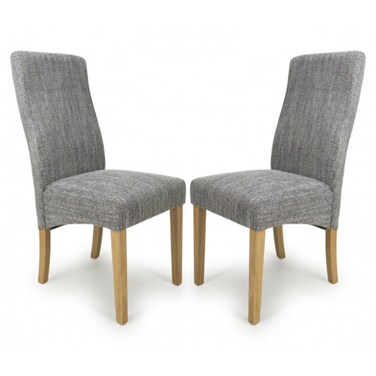 Bailey Grey Tweed Fabric Dining Chairs In Pair