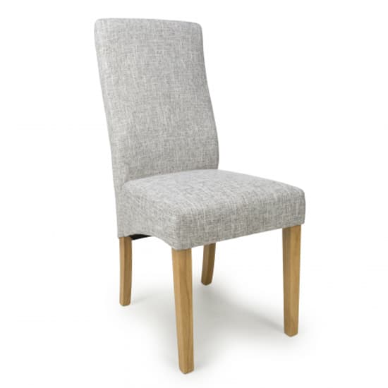 Bailey Grey Weave Linen Effect Fabric Dining Chairs In Pair