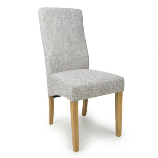 Bailey Grey Weave Linen Effect Fabric Dining Chairs In Pair