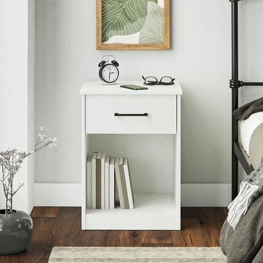Brez Wooden Bedside Cabinet With 1 Drawer In White