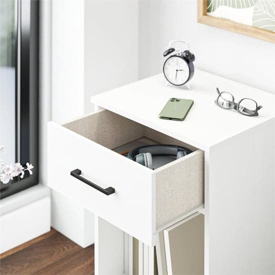 Brez Wooden Bedside Cabinet With 1 Drawer In White