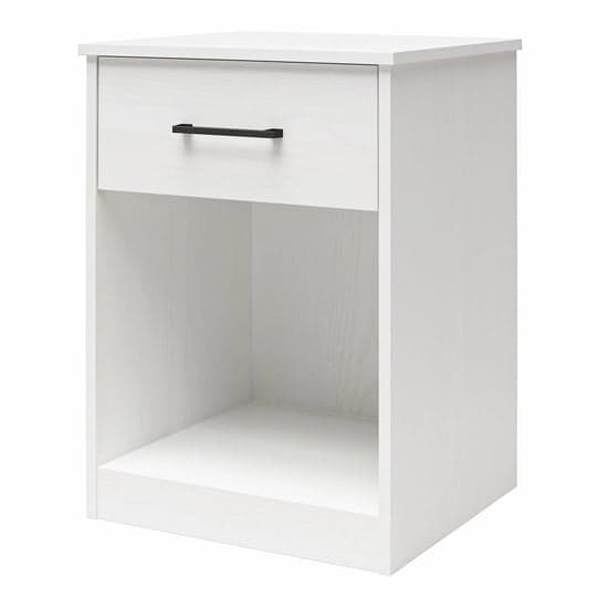 Brez Wooden Bedside Cabinet With 1 Drawer In White