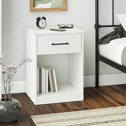 Brez Wooden Bedside Cabinet With 1 Drawer In White