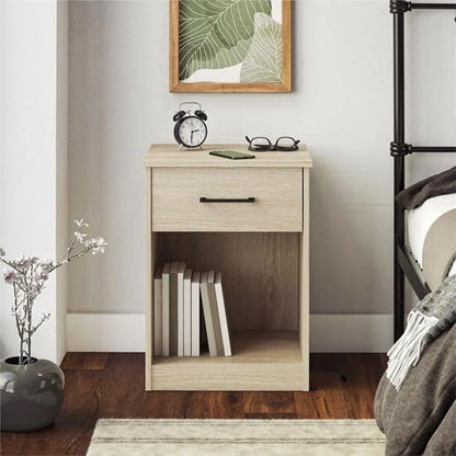 Brez Wooden Bedside Cabinet With 1 Drawer In Light Oak