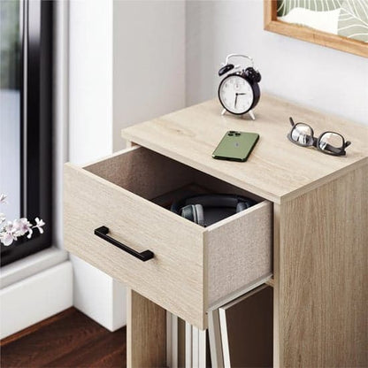 Brez Wooden Bedside Cabinet With 1 Drawer In Light Oak