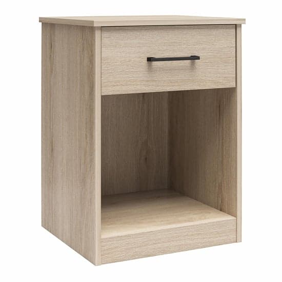 Brez Wooden Bedside Cabinet With 1 Drawer In Light Oak