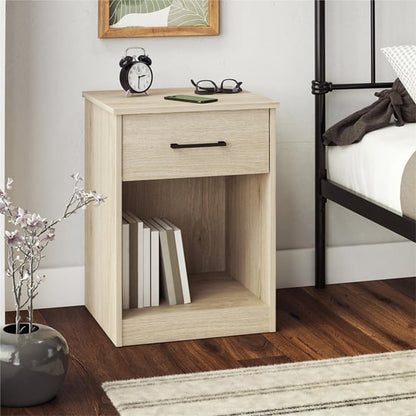 Brez Wooden Bedside Cabinet With 1 Drawer In Light Oak