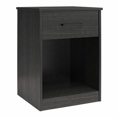 Brez Wooden Bedside Cabinet With 1 Drawer In Black Oak