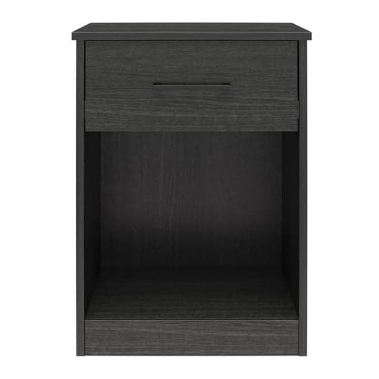Brez Wooden Bedside Cabinet With 1 Drawer In Black Oak