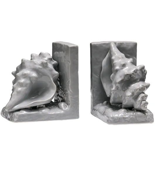 Imperia Dolomite Set Of 2 Conch Bookends In Grey