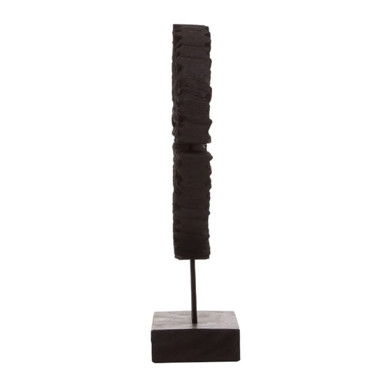 Lacuna Round Wooden Sculpture In Black
