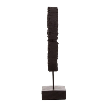 Lacuna Round Wooden Sculpture In Black