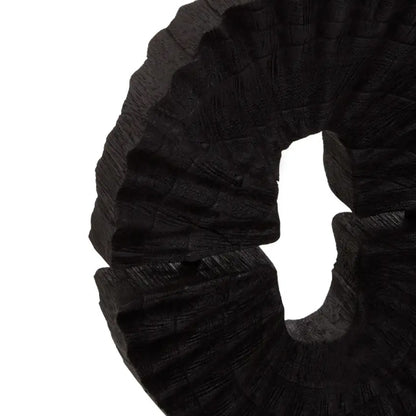 Lacuna Round Wooden Sculpture In Black